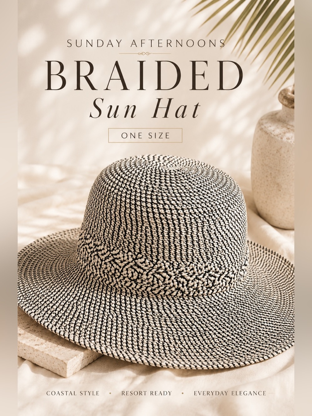 Sunday Afternoons Braided Wide Brim Sun Hat Natural Black One Size